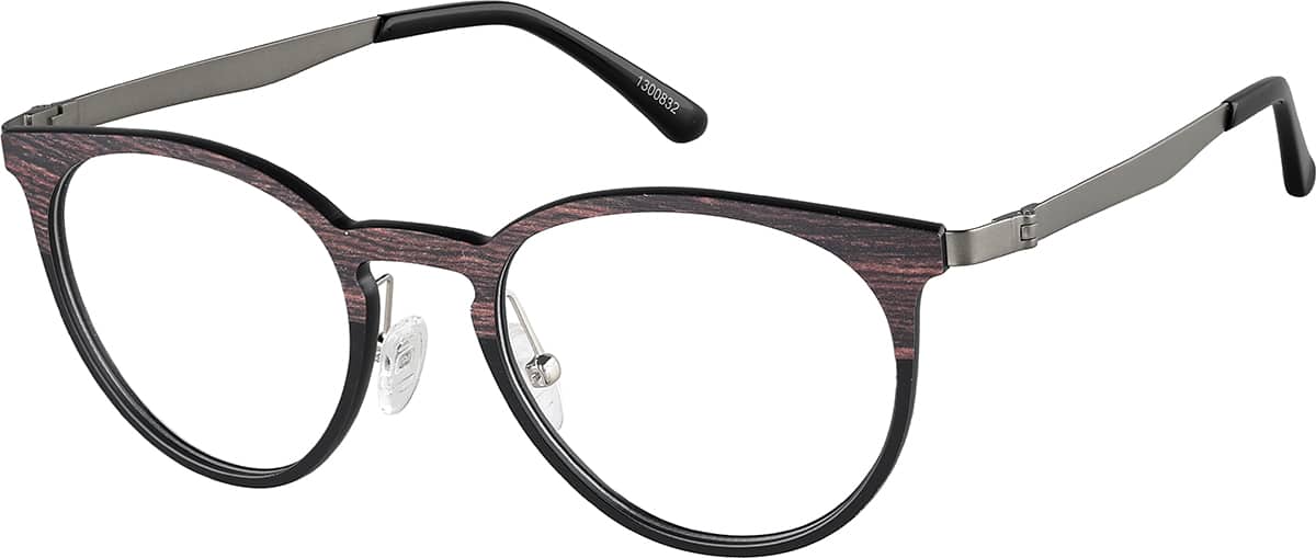 Angle view of Round Glasses 1300832 in Wood Grain