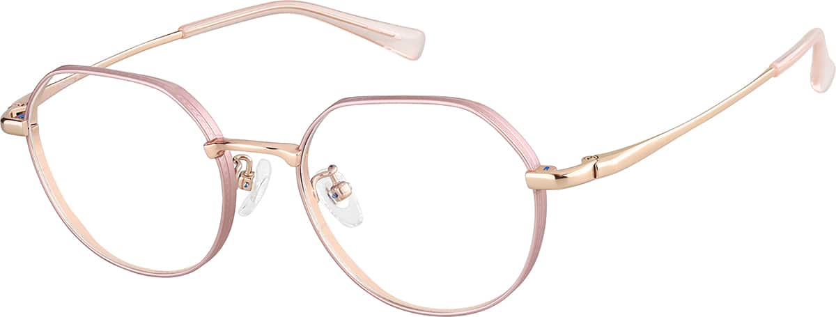 Angle view of Geometric Glasses 1303019 in Pink