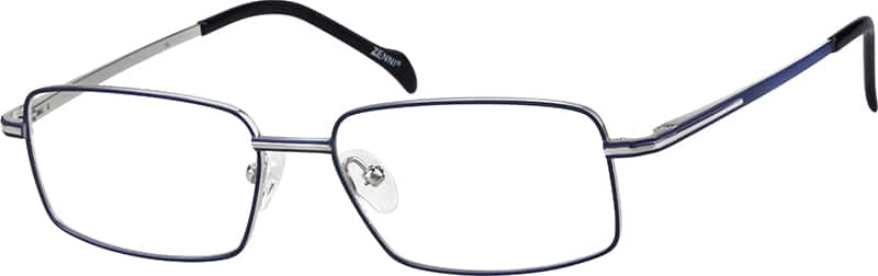 Angle view of Titanium Rectangle Glasses 130316 in Blue
