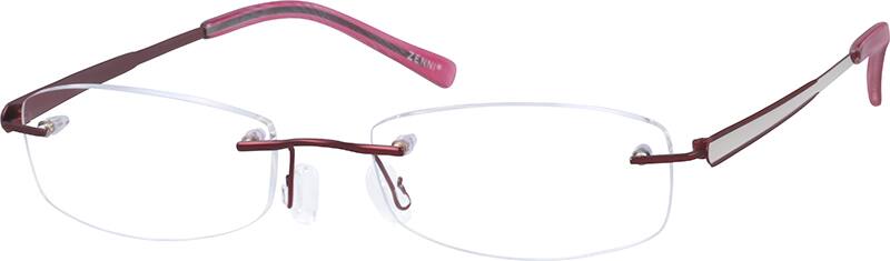 Angle view of Titanium Rimless Glasses 130418 in Red