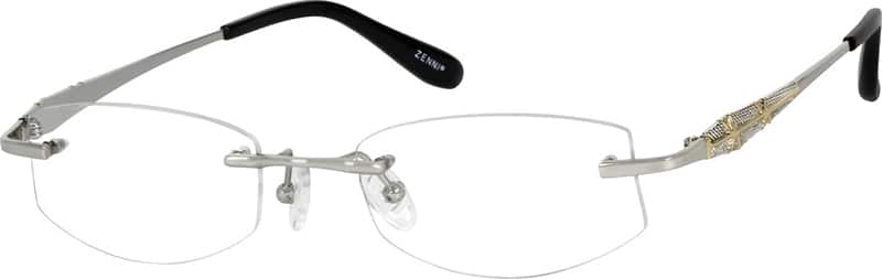 Angle view of Titanium Rimless Glasses 132711 in Silver