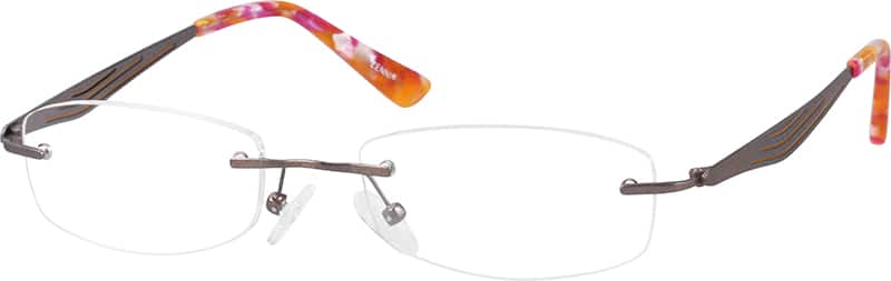 Angle view of Titanium Rimless Glasses 133815 in Brown