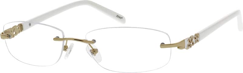 Angle view of Titanium Rimless Glasses 133914 in Gold