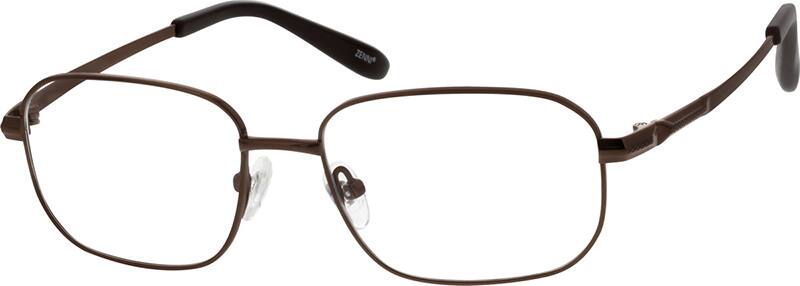 Angle view of Titanium Rectangle Glasses 134115 in Brown