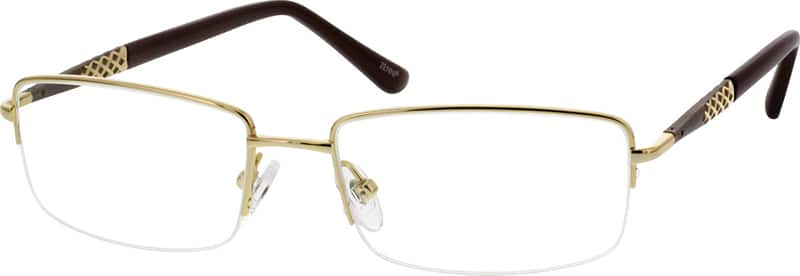 Angle view of Titanium Rectangle Glasses 134314 in Gold