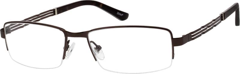 Angle view of Titanium Rectangle Glasses 134415 in Brown
