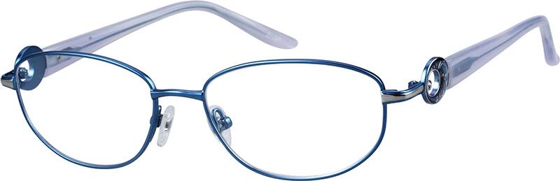 Angle view of Titanium Oval Glasses 134616 in Blue