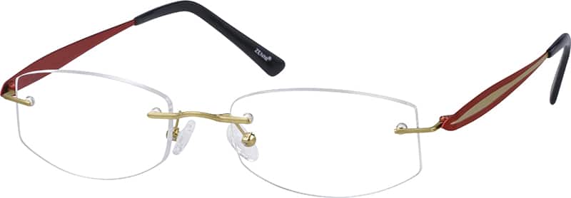 Angle view of Titanium Rimless Glasses 134814 in Gold