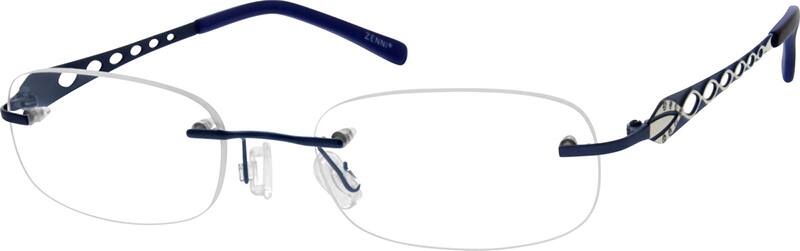 Angle view of Titanium Rimless Glasses 135716 in Blue