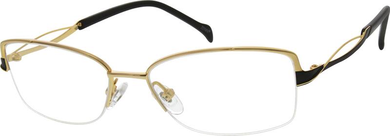 Angle view of Titanium Rectangle Glasses 135914 in Gold