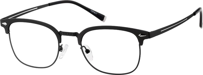 Angle view of Titanium Browline Glasses 137421 in Black
