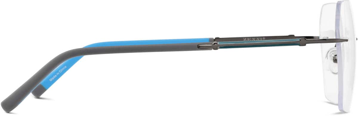 Side view of Customizable Titanium Rimless Glasses 138012 in Gray
