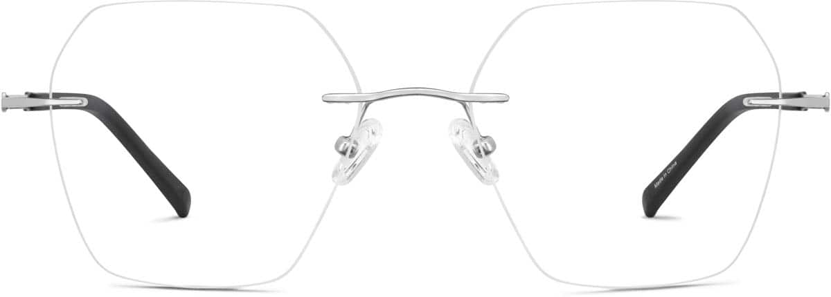 Front view of Titanium Rimless Glasses 138014 in Silver