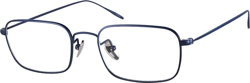 Angle view of Titanium Rectangle Glasses 138116 in Navy