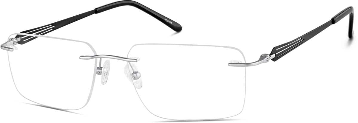 Angle view of Titanium Rimless Glasses 138411 in Silver