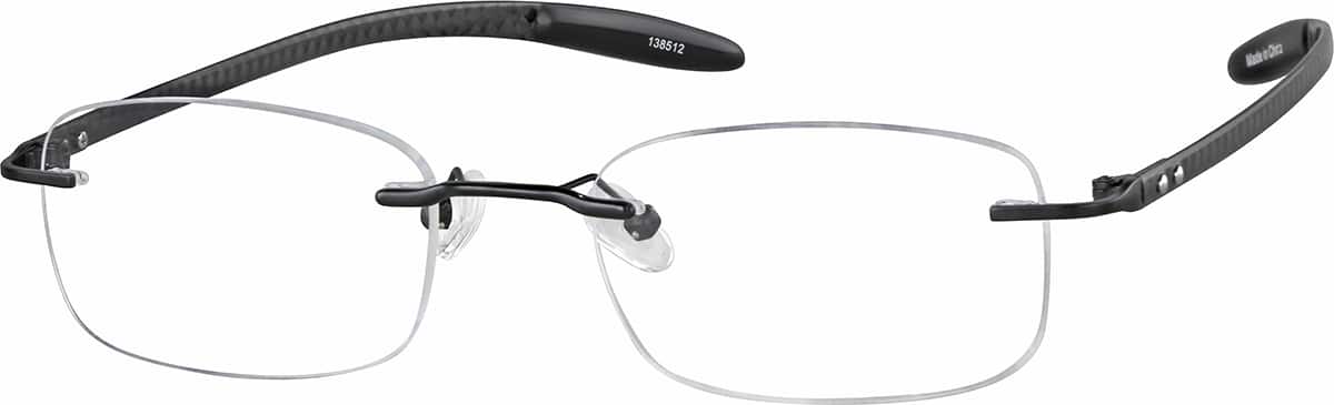 Angle view of Titanium Rimless Glasses 138521 in Black