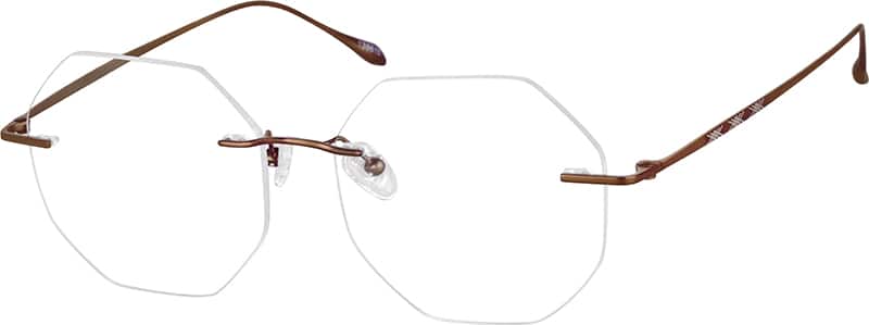 Angle view of Customizable Rimless Glasses 138615 in Brown