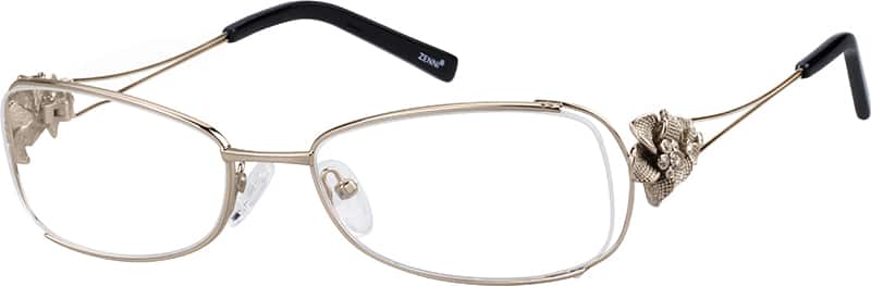 Angle view of Rectangle Glasses 154014 in Gold