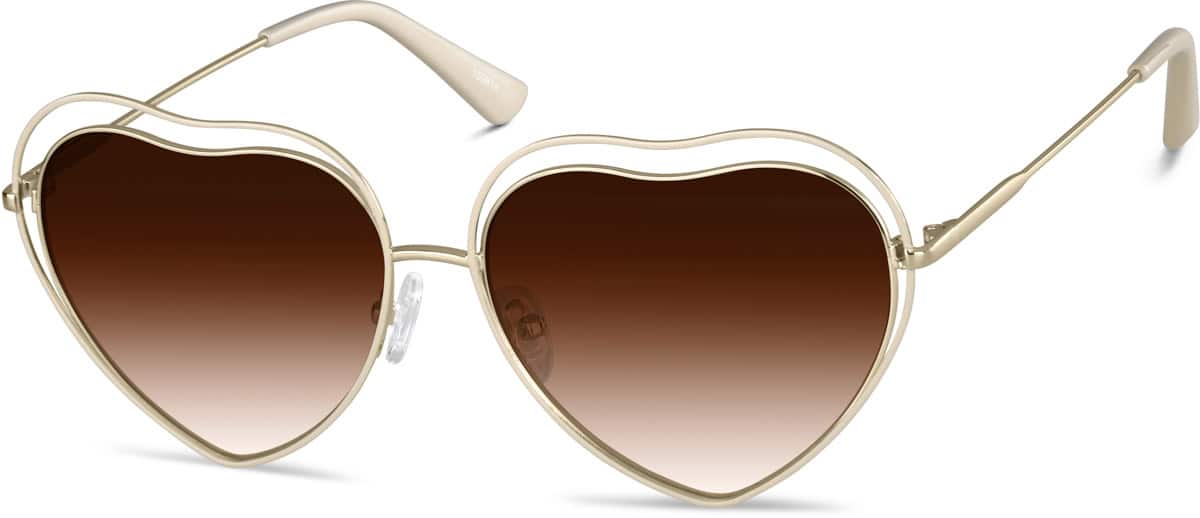 Angle view of Premium Heart-Shaped Sunglasses 159814 in Ecru