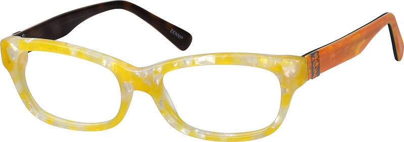 Angle view of Rectangle Glasses 181222 in Yellow