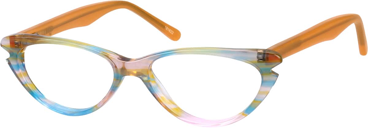 Angle view of Kids’ Cat-Eye Glasses 181622 in Orange