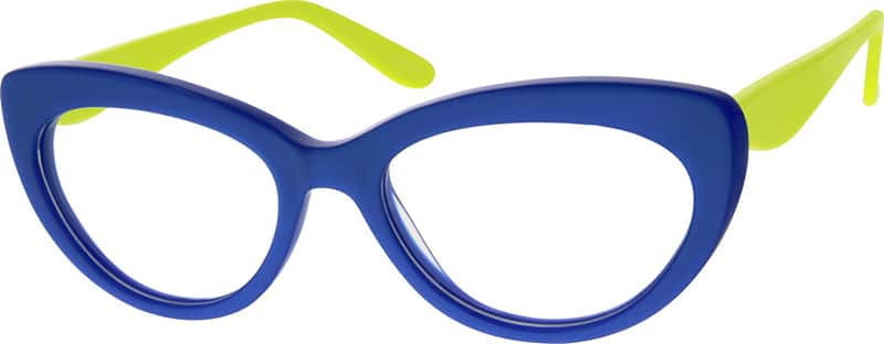Angle view of Cat-Eye Glasses 183216 in Blue
