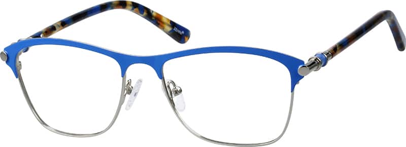 Angle view of Browline Glasses 190816 in Blue