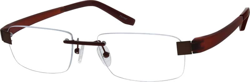 Angle view of Rimless Glasses 191315 in Brown