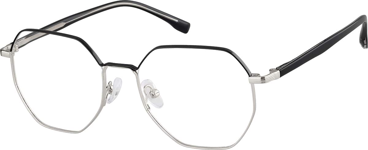 Angle view of Geometric Glasses 1915211 in Silver