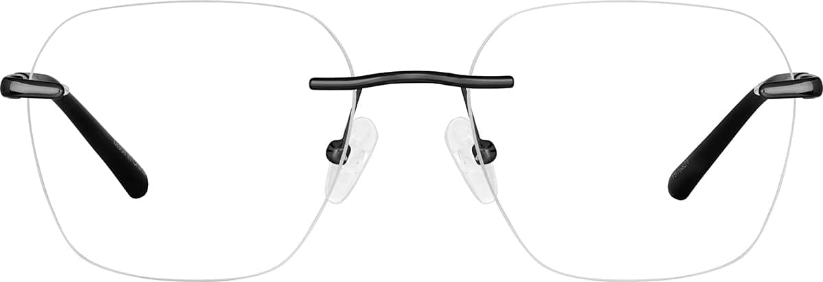 Front view of Customizable Rimless Glasses 1916821 in Black