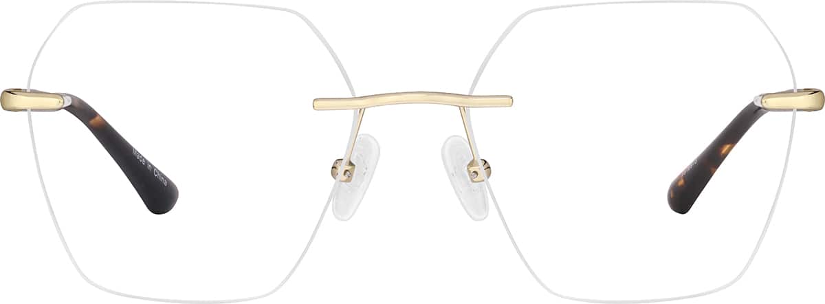 Front view of Customizable Rimless Glasses 1916915 in Gold