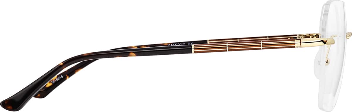 Side view of Customizable Rimless Glasses 1916915 in Gold