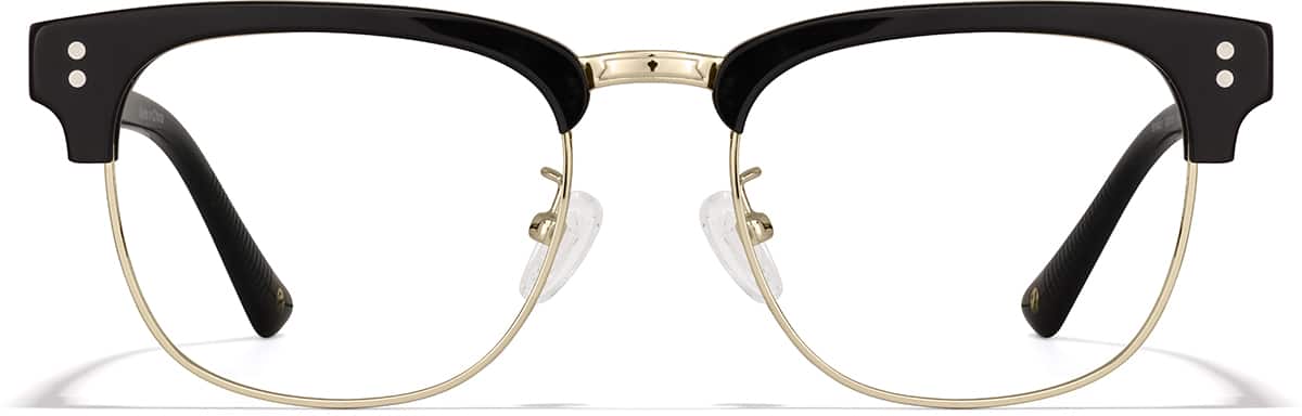 Front view of Scorpio Browline Eyeglasses 1918421 in Black and Gold