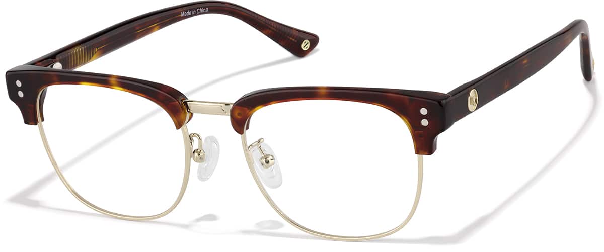 Angle view of Scorpio Browline Eyeglasses 1918425 in Tortioseshell and Gold