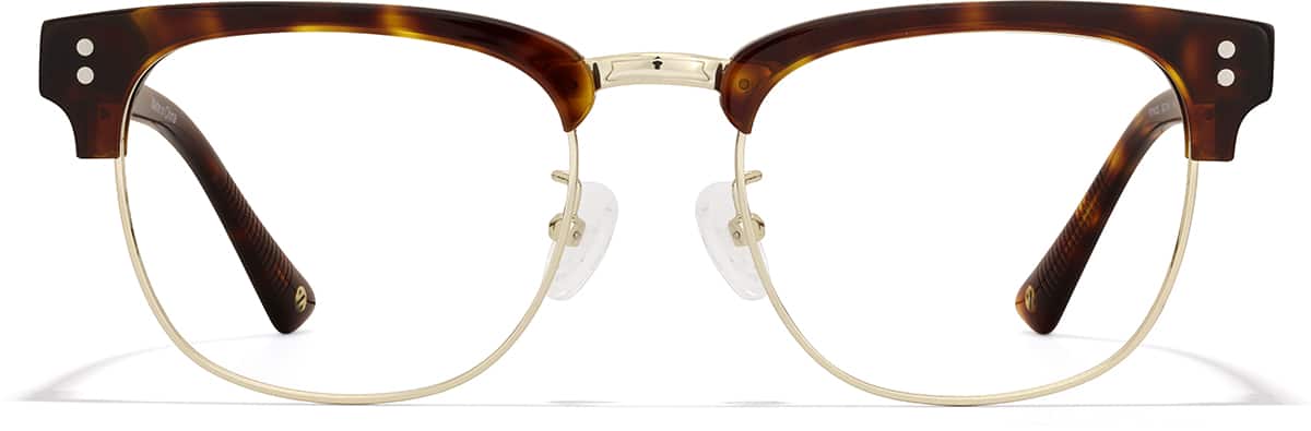 Front view of Scorpio Browline Eyeglasses 1918425 in Tortioseshell and Gold