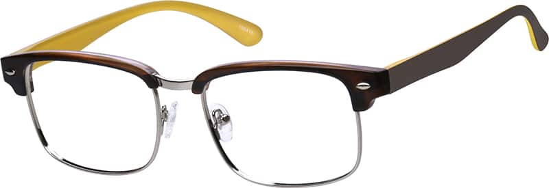 Angle view of Browline Glasses 196415 in Brown