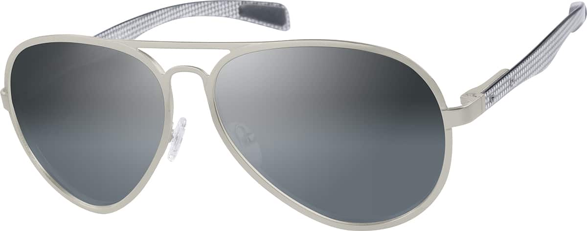 Angle view of Premium Aviator Sunglasses 197011 in Silver