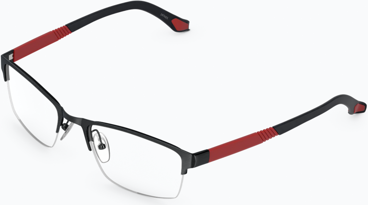 Angle view of Rectangle Glasses 197421 in Black/Red