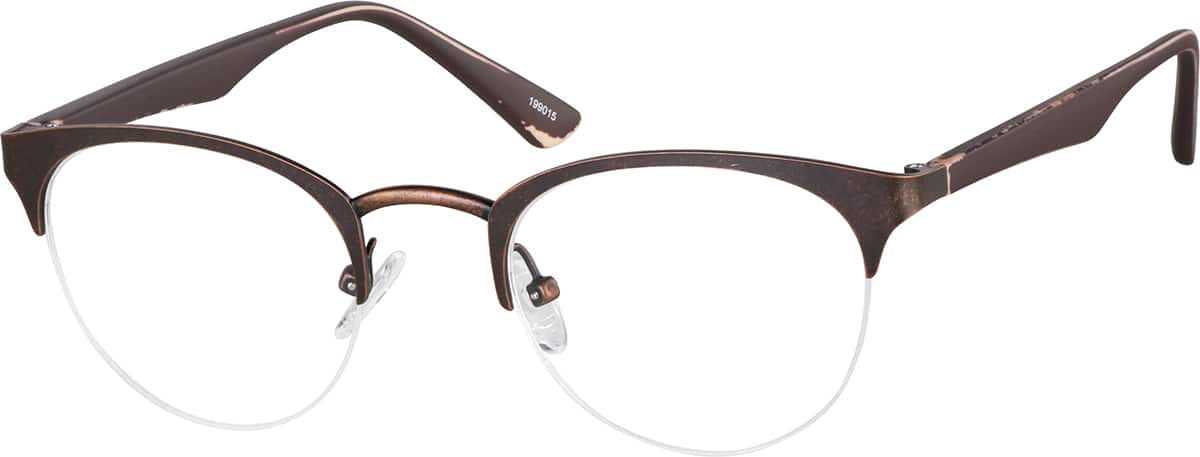 Angle view of Browline Glasses 199015 in Brown