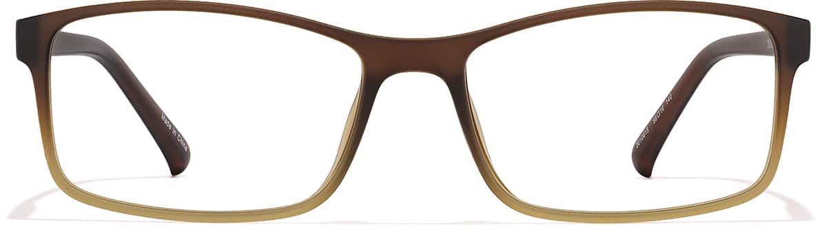 Front view of Rectangle Glasses 2010615 in Brown