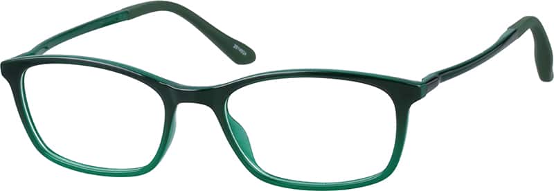 Angle view of Rectangle Glasses 2014924 in Green