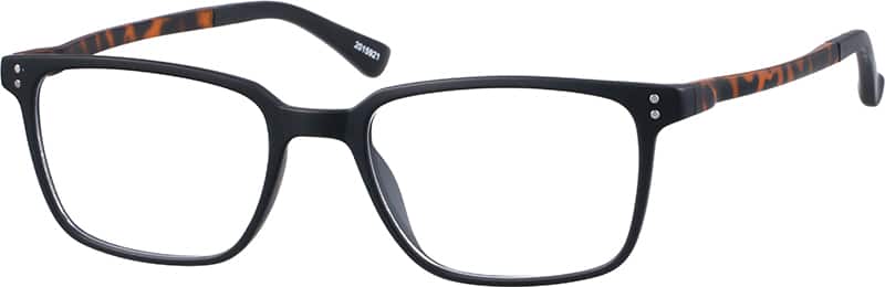 Angle view of Rectangle Glasses 2015921 in Black