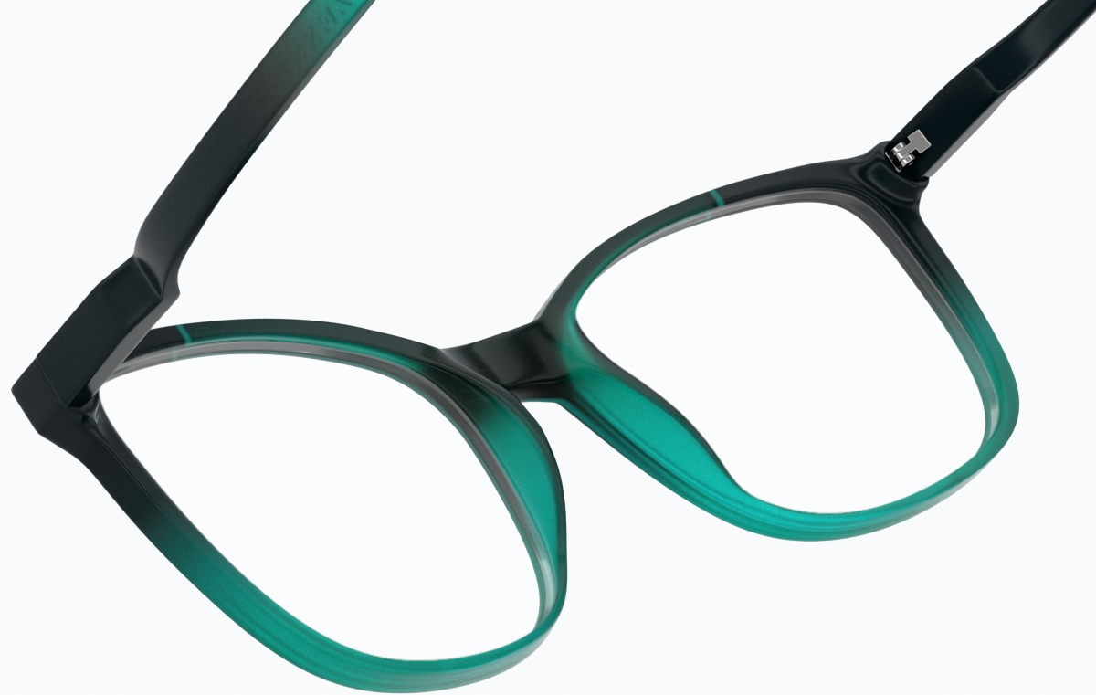 See-through view of Square Glasses 2016224 in Green