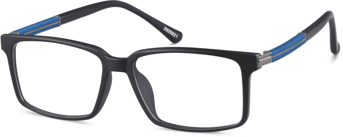 Angle view of Rectangle Glasses 2020021 in Black