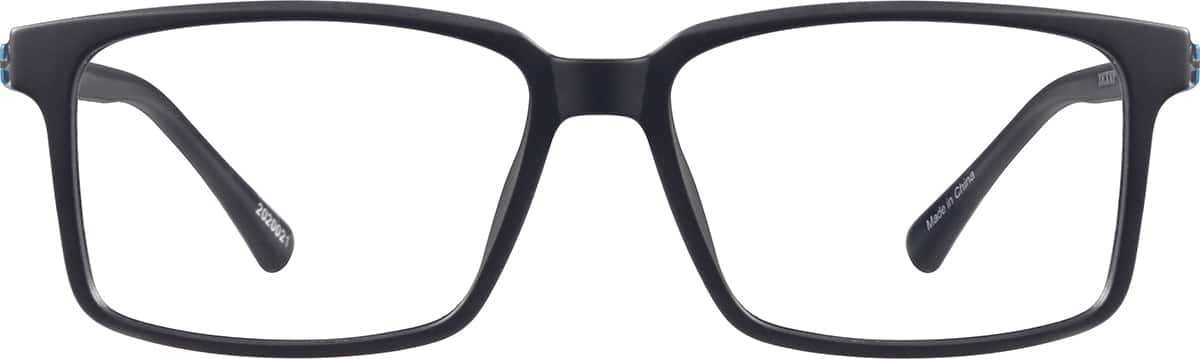 Front view of Rectangle Glasses 2020021 in Black