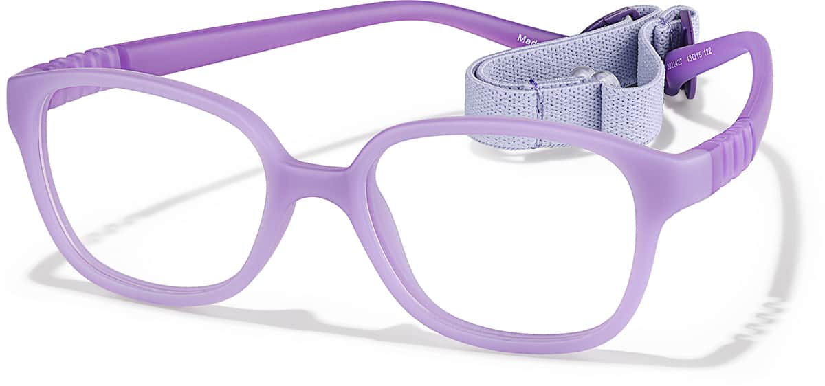 Angle view of Kids' Flexible Square Glasses 2021427 in Purple