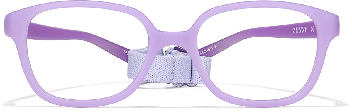 Front view of Kids' Flexible Square Glasses 2021427 in Purple