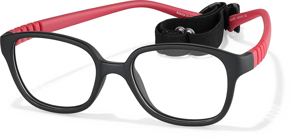 Angle view of Kids' Flexible Square Glasses 2021451 in Black