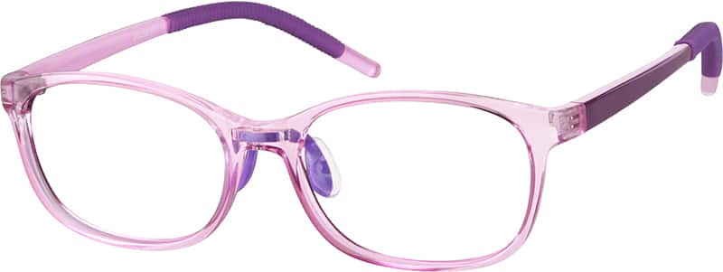 Angle view of Kids’ Rectangle Glasses 2025017 in Purple