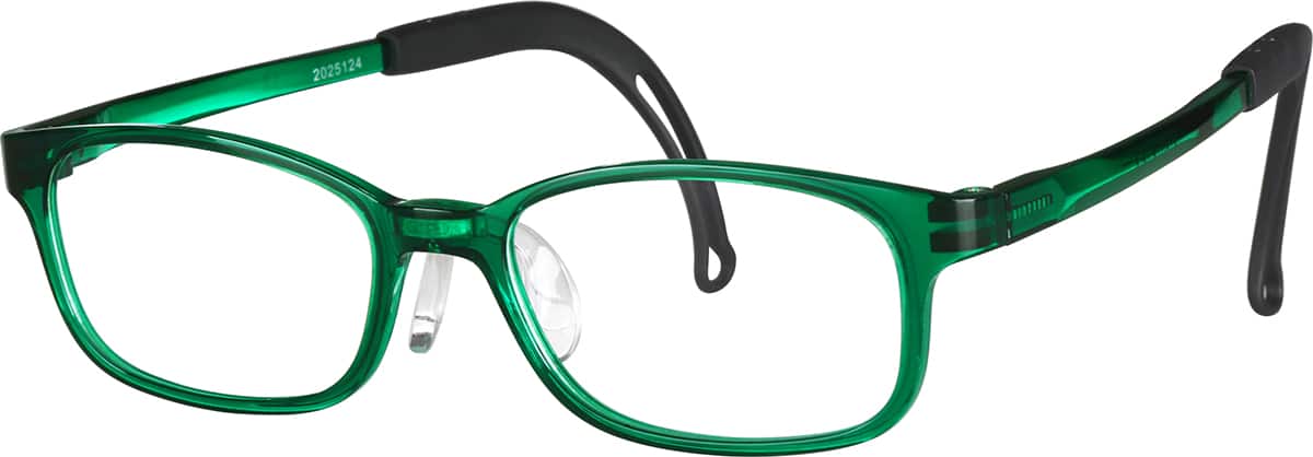 Angle view of Kids’ Rectangle Glasses 2025124 in Green